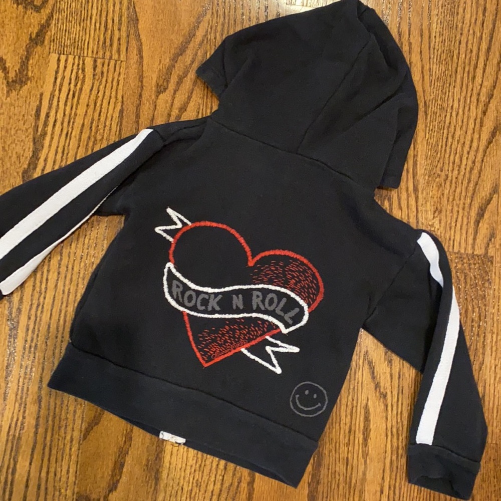 LAUREN MOSHI size 2 Hooded Zip Up Sweatshirt Rock N Roll